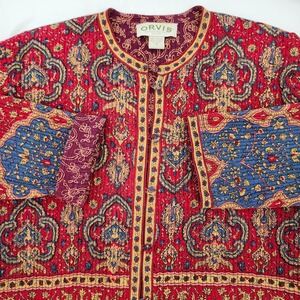 Orvis Paisley Quilted Reversible Jacket Womens Medium Boho Chic Colorful Travel
